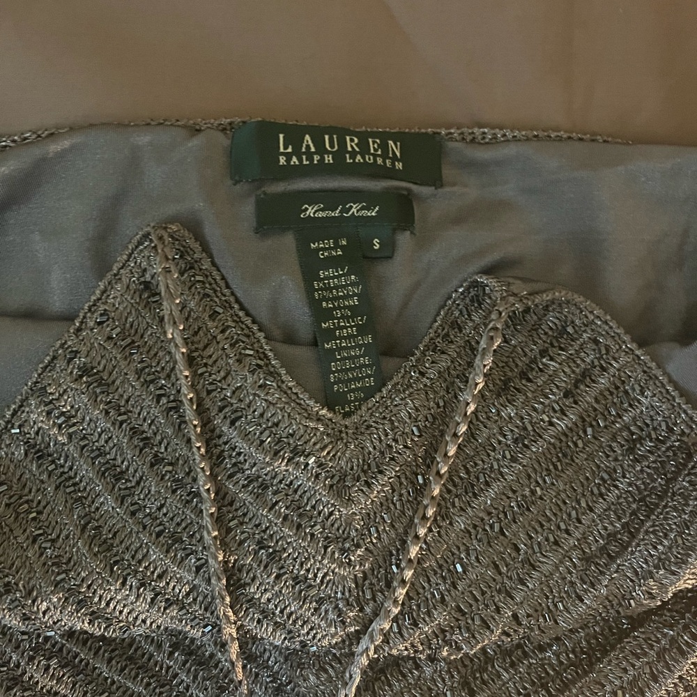 Lauren by Ralph Lauren gray knitted sequin halter top size-s